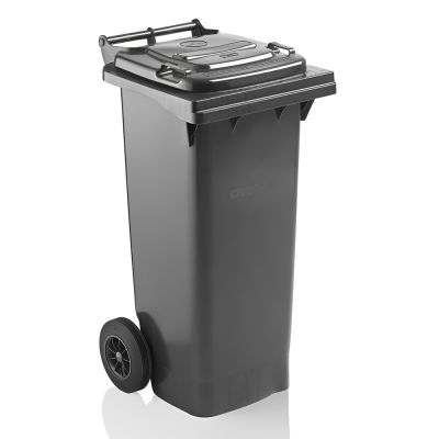 Abschließbare Mülltonne - 80 Liter - Schwarz
